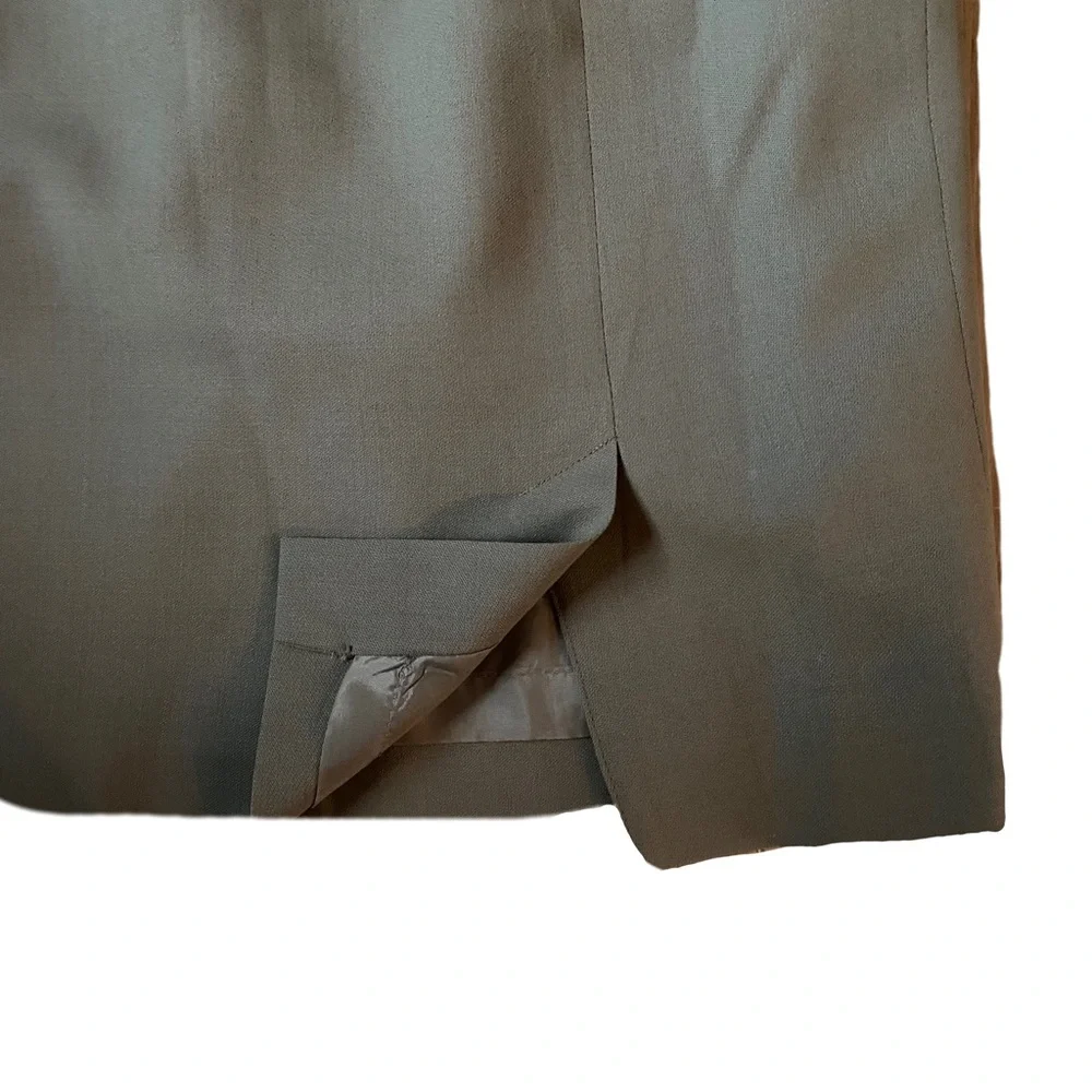 Vintage Olive Green Wool Straight Office Work Preppy Pencil Skirt‎ Size 10